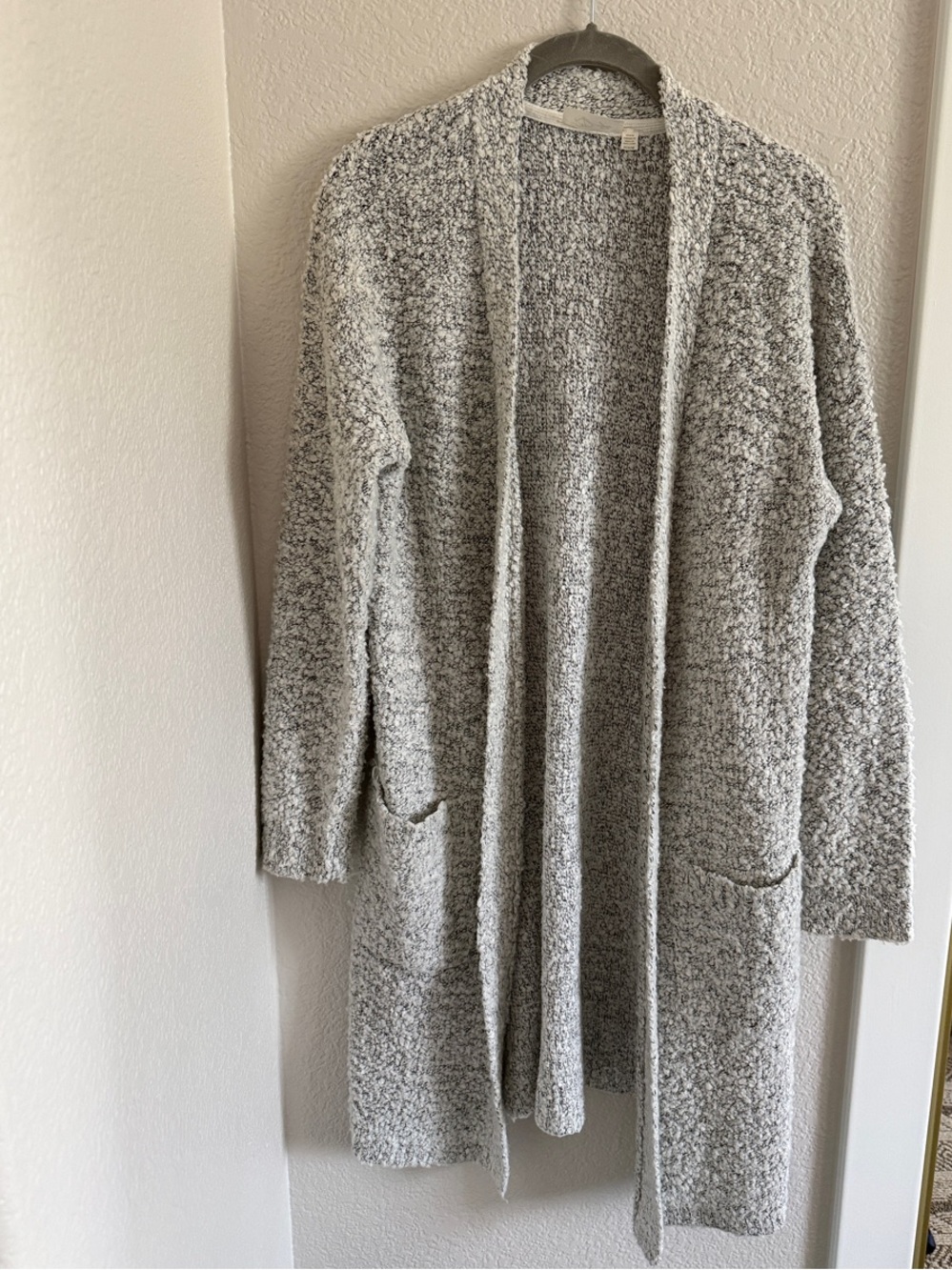 RD Style Gray Open-Front Popcorn Knit Cardigan